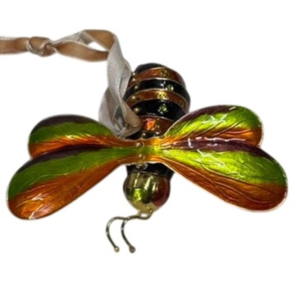 Cloisonne‎ Articulated Bee Ornament Enameled Metal Figurine Hanging Decoration